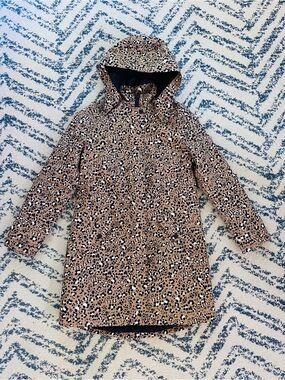 Boden Leopard Print Hooded Raincoat in Tan and Black size 4R